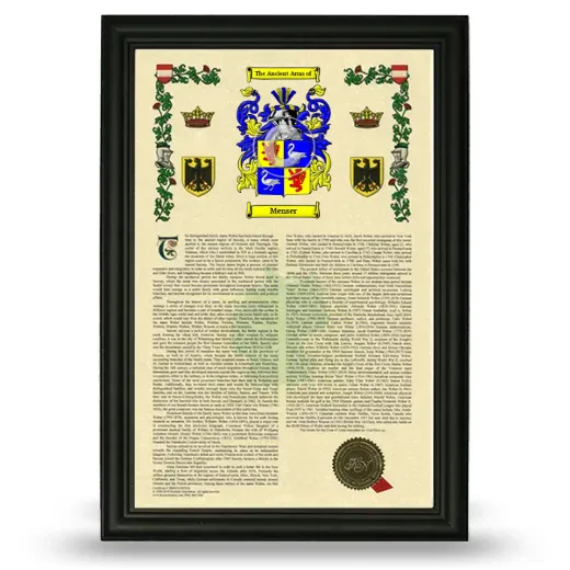Menser Armorial History Framed - Black