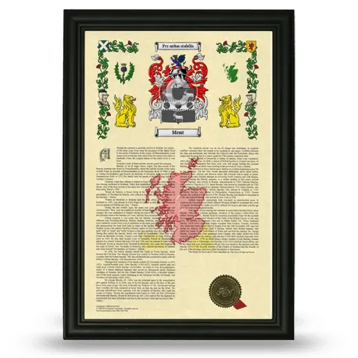 Ment Armorial History Framed - Black