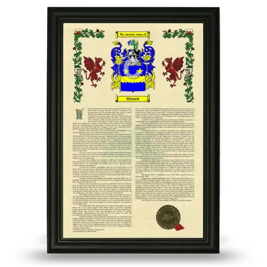 Merach Armorial History Framed - Black