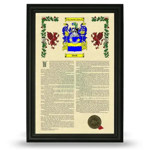 Merik Armorial History Framed - Black