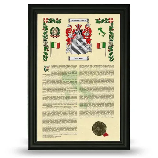 Merinos Armorial History Framed - Black