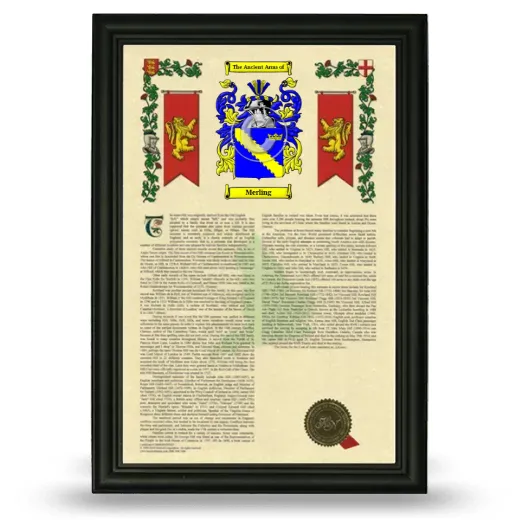 Merling Armorial History Framed - Black