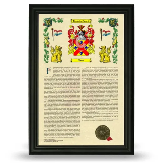 Merot Armorial History Framed - Black