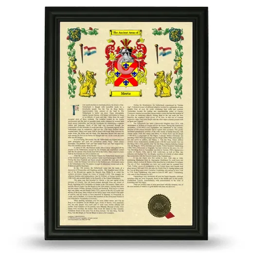 Mertz Armorial History Framed - Black