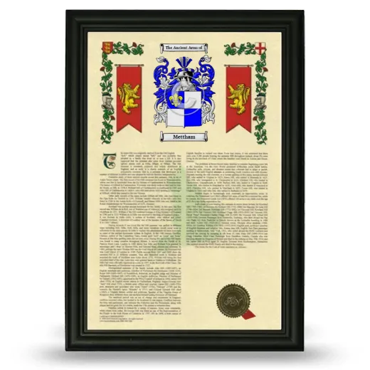 Mettham Armorial History Framed - Black