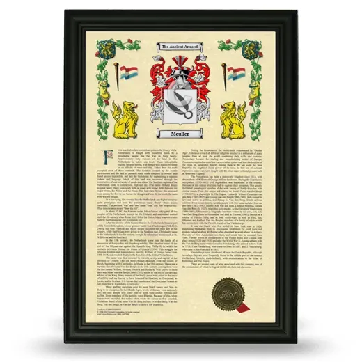 Meuller Armorial History Framed - Black