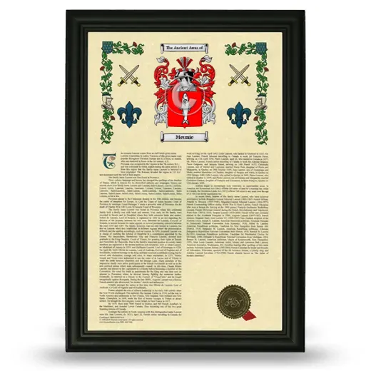 Meunie Armorial History Framed - Black