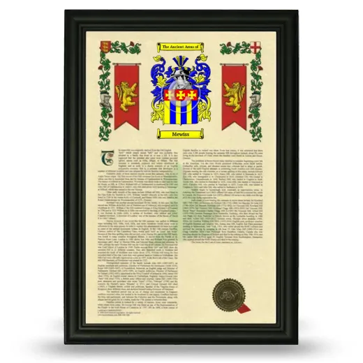 Mewiss Armorial History Framed - Black