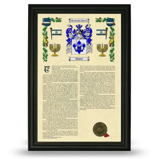 Meyers Armorial History Framed - Black