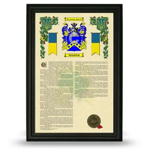 Michalchuk Armorial History Framed - Black