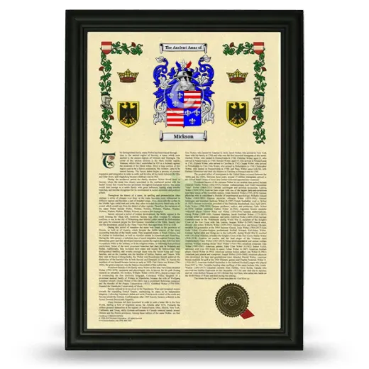 Mickson Armorial History Framed - Black