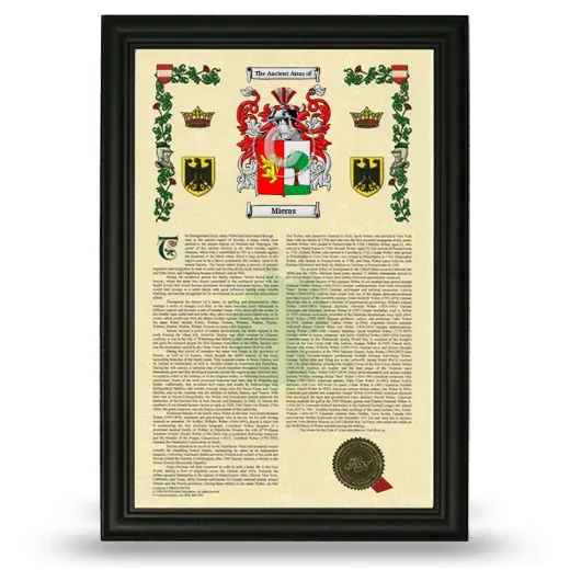 Mieras Armorial History Framed - Black