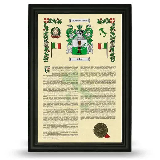 Milan Armorial History Framed - Black