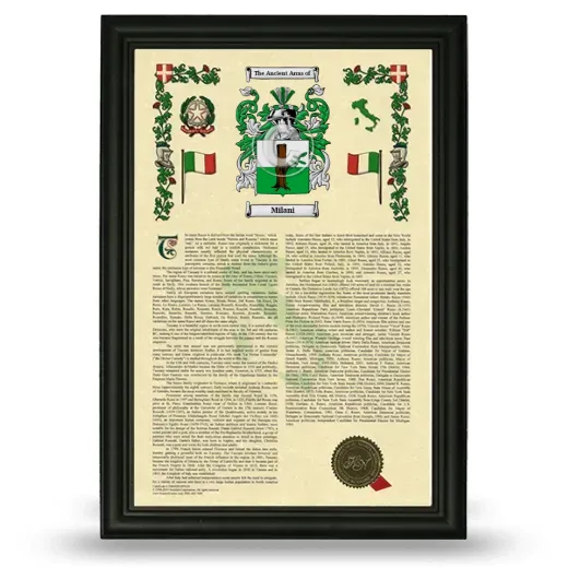 Milani Armorial History Framed - Black