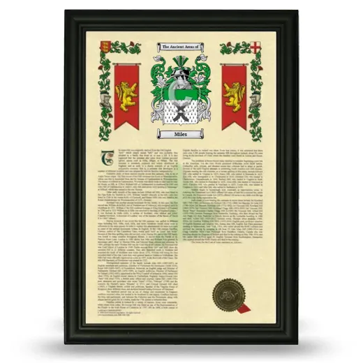 Miles Armorial History Framed - Black