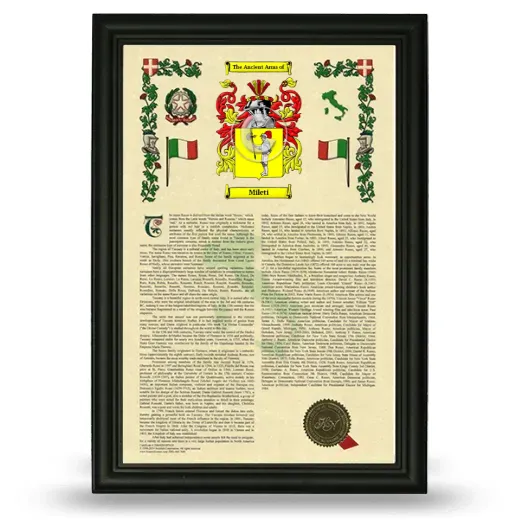Mileti Armorial History Framed - Black