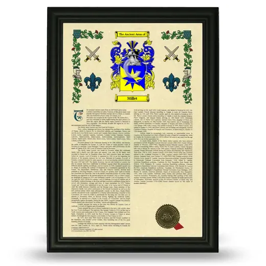 Millet Armorial History Framed - Black