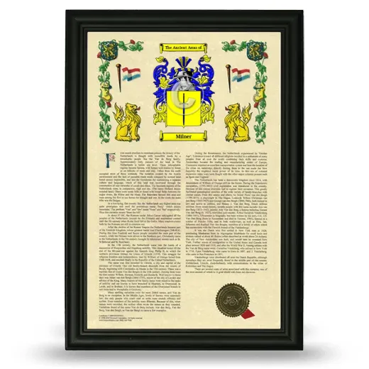 Milner Armorial History Framed - Black