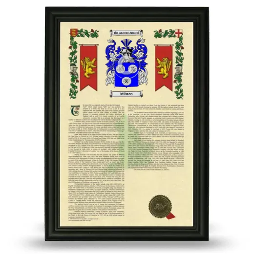 Milston Armorial History Framed - Black
