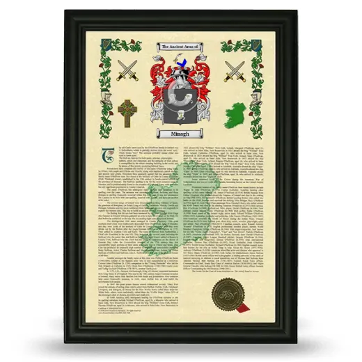 Minagh Armorial History Framed - Black