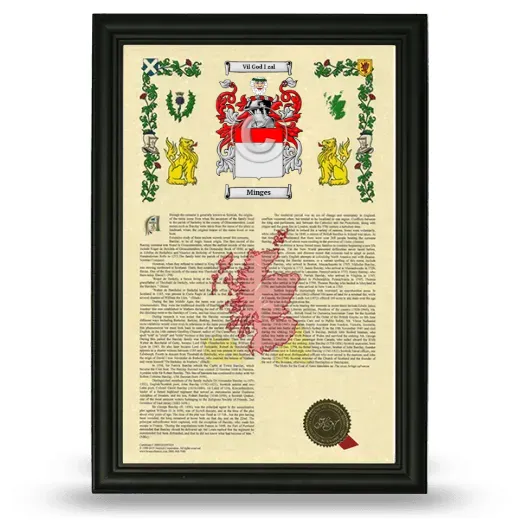 Minges Armorial History Framed - Black