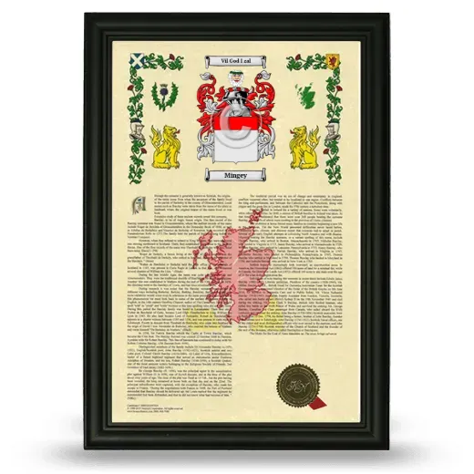 Mingey Armorial History Framed - Black
