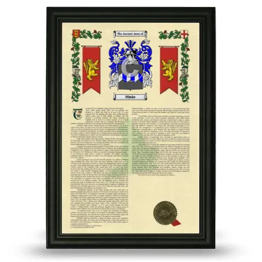 Minks Armorial History Framed - Black
