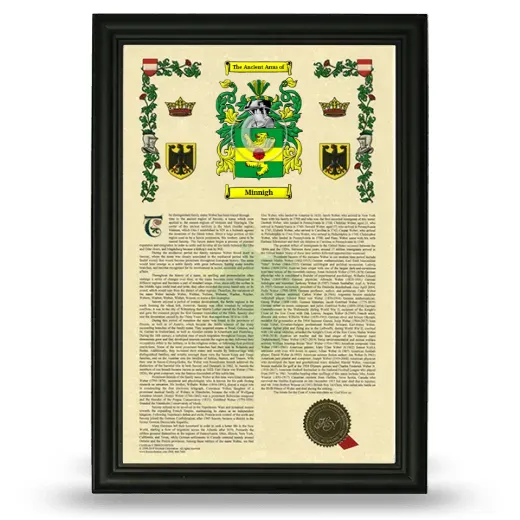 Minnigh Armorial History Framed - Black