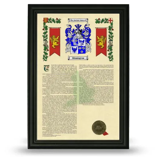 Minnington Armorial History Framed - Black