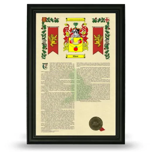 Miser Armorial History Framed - Black