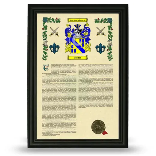Moiria Armorial History Framed - Black
