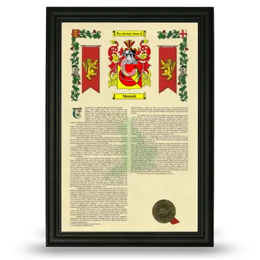 Monash Armorial History Framed - Black