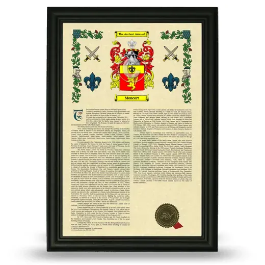 Moncort Armorial History Framed - Black
