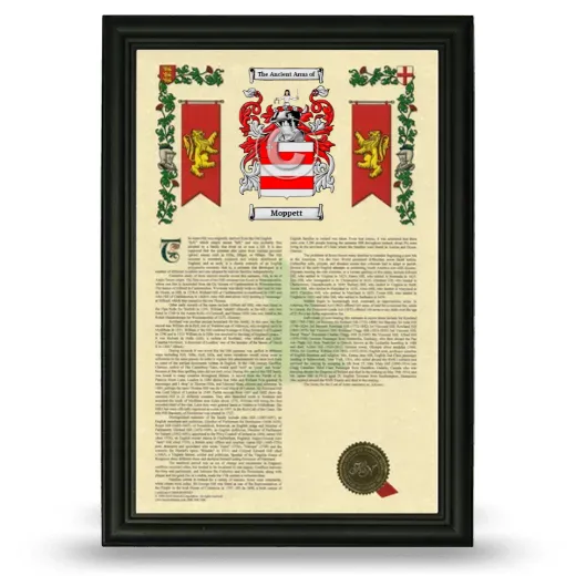 Moppett Armorial History Framed - Black