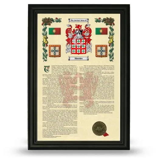 Moreira Armorial History Framed - Black