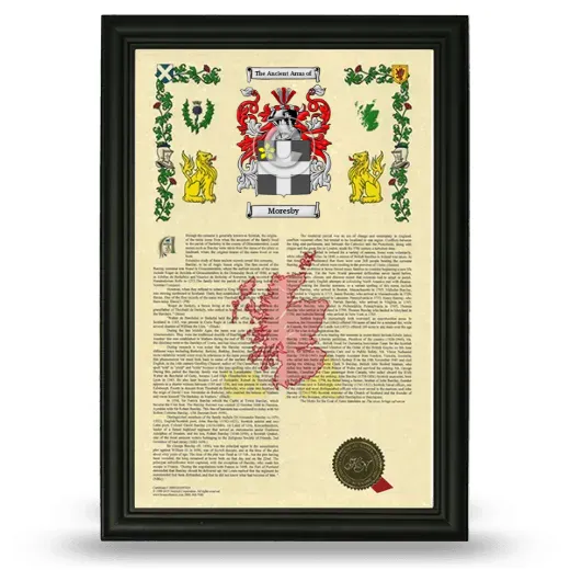 Moresby Armorial History Framed - Black