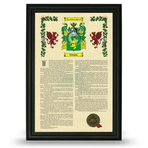 Morgain Armorial History Framed - Black