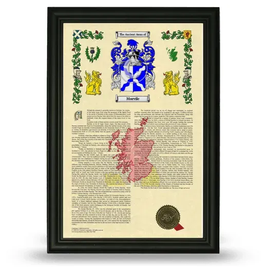 Morvile Armorial History Framed - Black
