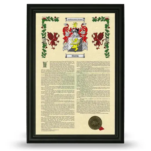 Mostin Armorial History Framed - Black