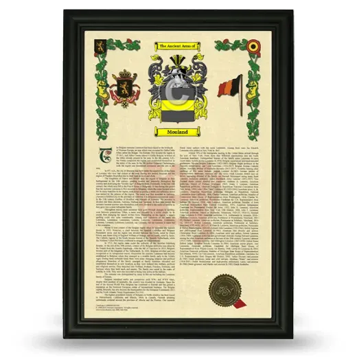 Mouland Armorial History Framed - Black