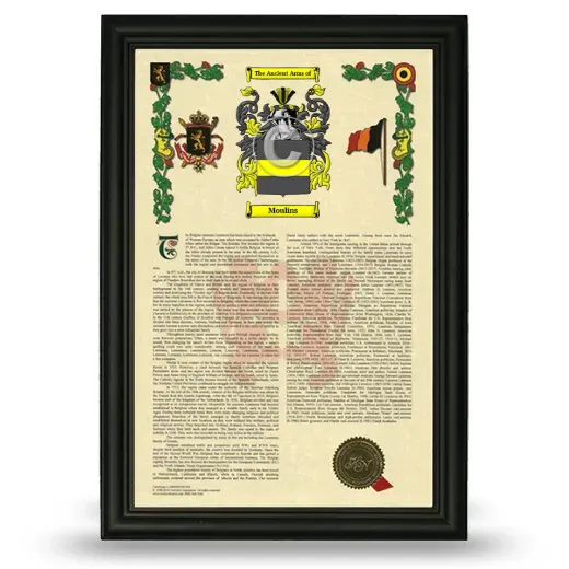 Moulins Armorial History Framed - Black