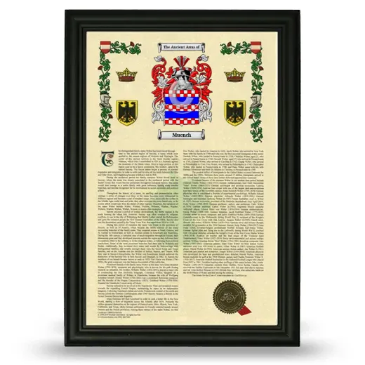 Muench Armorial History Framed - Black