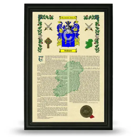 Mulaney Armorial History Framed - Black