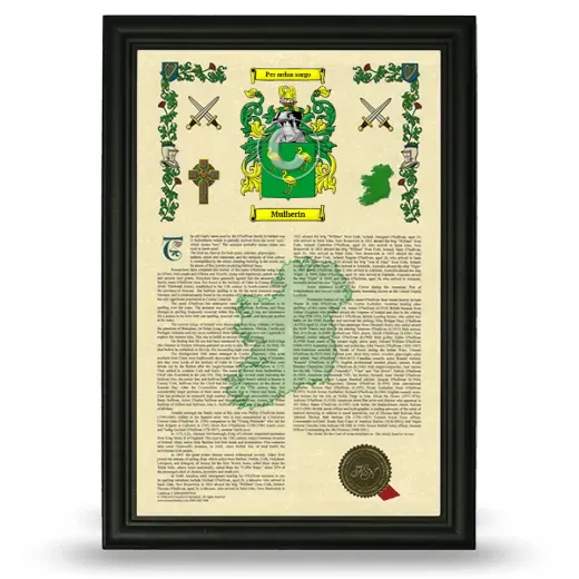 Mulherin Armorial History Framed - Black