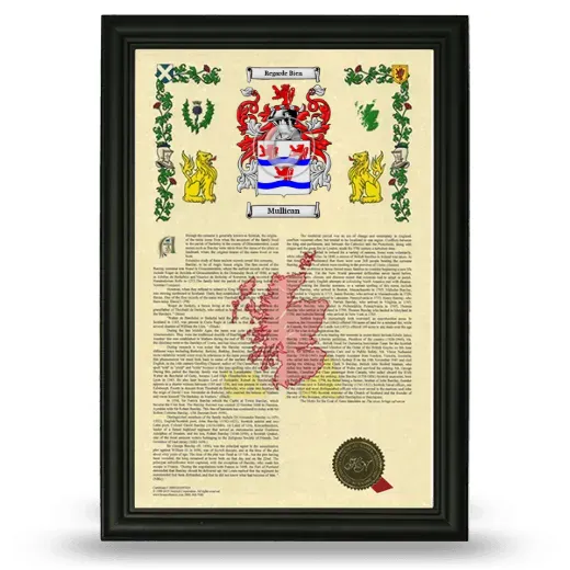 Mullican Armorial History Framed - Black