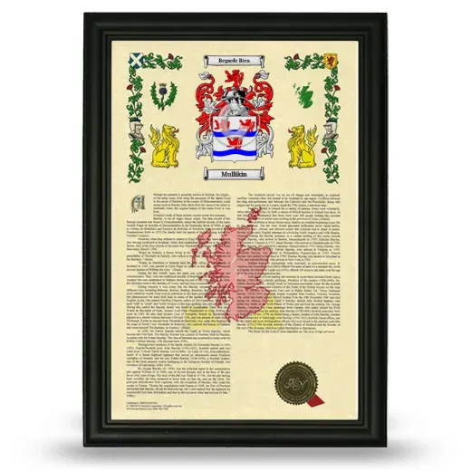 Mullikin Armorial History Framed - Black