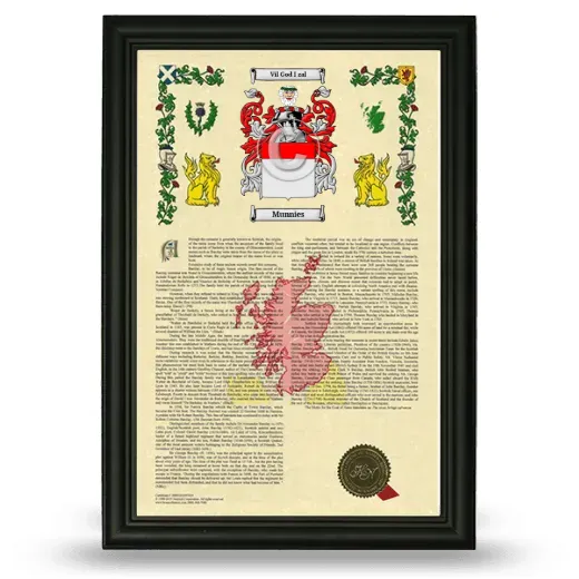 Munnies Armorial History Framed - Black