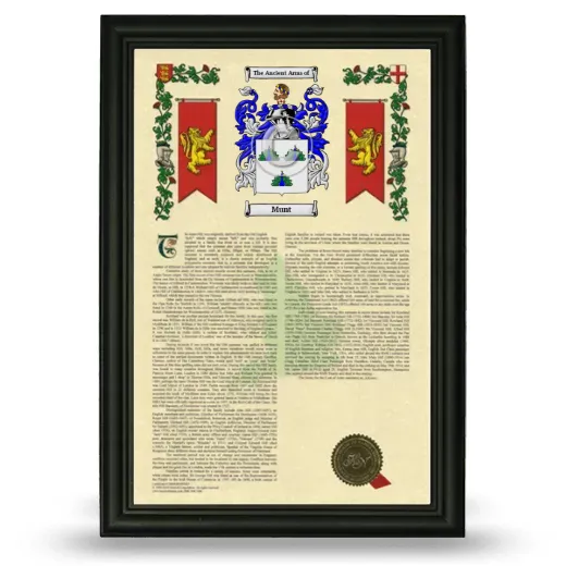 Munt Armorial History Framed - Black
