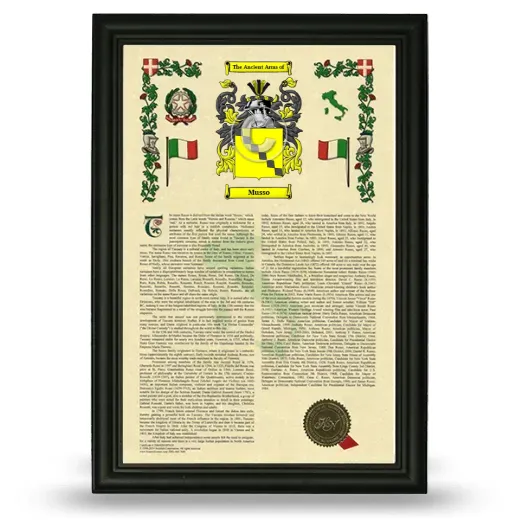 Musso Armorial History Framed - Black
