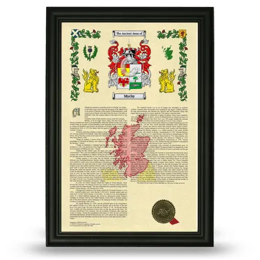 Mychy Armorial History Framed - Black